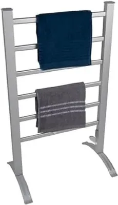 Immagine prodotto di Scaldasalviette elettrico in alluminio con 6 barre, installabile a parete o su un tubo quadrato, grigio, scaldasalviette per la doccia