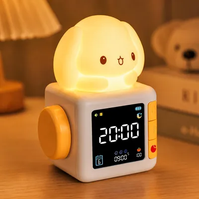 Kinderwecker mit Nachtlicht, Hase, 7 Farben, dimmbar, Timer