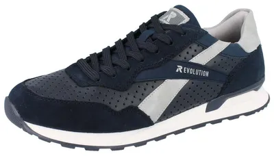 Produktbild von RIEKER Herren Schnürhalbschuhe blau grau Glattleder Textil - Größe: 42