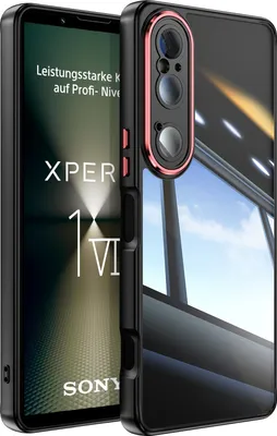 Obrázek produktu pro Pouzdro na mobilní telefon Sony Xperia 1 VI Hybrid Transparent TPU PC Military Protection s krytem fotoaparátu černé Červený