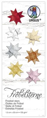 Produktbild von URSUS Faltstreifen Fröbelsterne gold 1x50cm 80 Stück