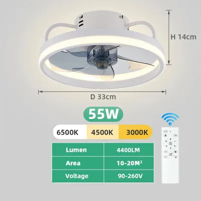 Produktbild von Bladeless Turmventilator - 33 cm Ventilator mit Licht - 80° Oszillation - Fernbedienung - Stufenlose Geschwindigkeit - LED-Display - Timer - Weiß