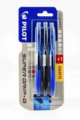 Image de Stylo-stylo Super Grip G automatique : 1 bleu + 1 noir + 1 bleu