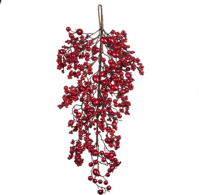 Productafbeelding van Goodwill-krans – decoratieve hanger met rode bessen, hoogte 70 cm, breedte 35 cm