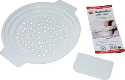 Produktbild von Spätzlesieb mit Schaber weiß Ø28cm Spätzle Profi Sieb aus Kunststoff