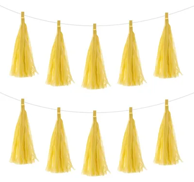 Papierquasten-Set, 30 Stück, hellgelb, 2–2,5 m Länge