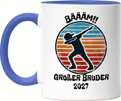 Produktbild von Bääm! Großer Bruder 2027 Tasse Blau Ankündigung Dab Geburt Nachwuchs Schwangerschaft