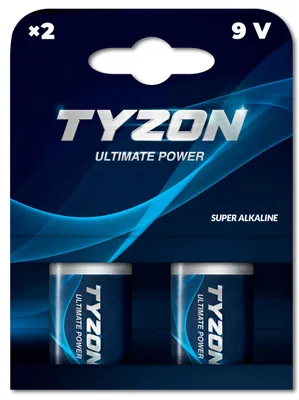 Image de Tyzon Piles super alcalines 9 V, pack de 2