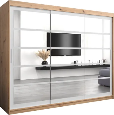 Produktbild von Kleiderschrank, Schiebetürenschrank Schlafzimmer, Schrank mit Spiegel ROMA 2 250 cm