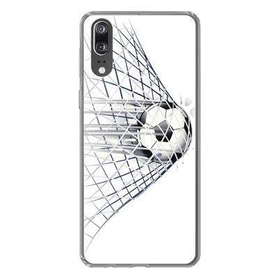 Produktbild von MuchoWow® Handyhülle Schutzhülle Hülle für Huawei P20 Eine Illustration eines Fußballs, der ins Tor geht - Jungen - Mädchen - Kinder Silikon Softcase Handy Hülle - Hardcover