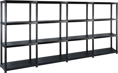 Obrázek produktu pro Úložný regál 4patrový černý 244 x 30,5 x 130 cm plast
