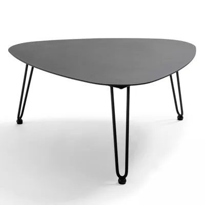 Image de Table basse de jardin triangulaire en aluminium noir - Oviala Atoll