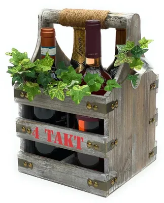 Produktbild von DanDiBo Weinträger 4 Flaschen Flaschenträger Holz 4 Takt 96034 Weinregal Flaschenkiste Flaschenkorb Weinflaschenträger