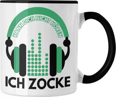 Produktbild von Trendation - Kann Dich Nicht Hören Ich Zocke Tasse Geschenk Gamer Gamergirl (Schwarz)