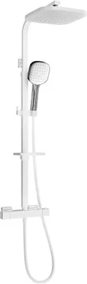Image de Ensemble de douche apparente Mexen CQ33 avec pomme de douche et robinet thermostatique, blanc/chrome - 772503395-21