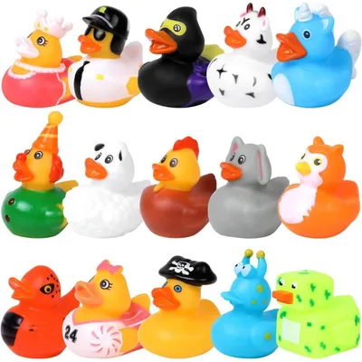 Zdjęcie produktu dla Zestaw 15 gumowych kaczek do kąpieli, mini kaczuszki dla dzieci, ok. 5 cm