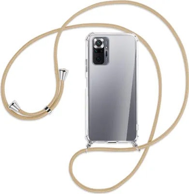 Produktbild von Handykette Backcover-Schutzhülle mit Band (Metall silberfarben) für Xiaomi Redmi Note 10 Pro / Pro Max - caramel