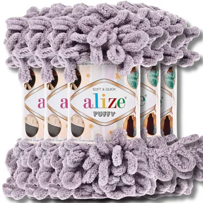 Produktbild von Alize 5x 100g Puffy Wolle, Uni, Häkeln, Stricken (Stone - 268)