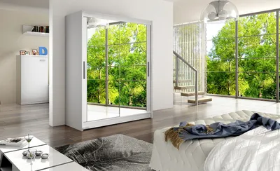Obrázek produktu pro Prostorná šatní skříň se zrcadlem Aneta - šířka 150 cm, bílá