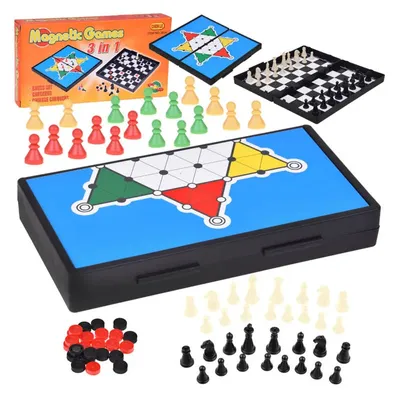 Image de Jeu 3 en 1 : échecs, dames, ludo magnétique stratégique GR0676