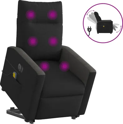 Zdjęcie produktu dla Podnoszony fotel masujący, elektryczny, rozkładany, czarny