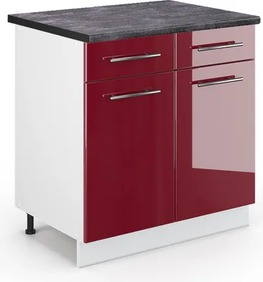 Produktbild von Küchenunterschrank Vicco Fame-Line Bordeaux Hochglanz 80 cm , AP Anthrazit, Model 46361