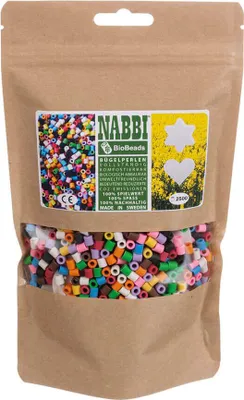 Produktbild von Nabbi® BioBeads Ø 5mm, 2.500 Stk. inkl. 2 Stiftplatten, 10 Farben Mix