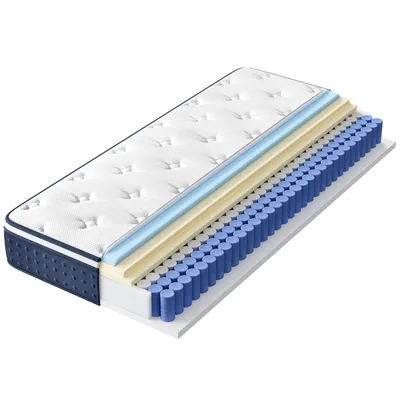 Produktbild von VASAGLE Federkernmatratze Taschenfederkernmatratze, Gel-Memory-Schaum, mittelfest,  Schlafzimmer, atmungsaktiv, blaux, 90 x 200 x 20 cm