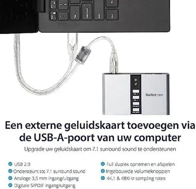 Productafbeelding van Famanu USB-geluidskaart met 7.1 kanalen - Externe audiokaart met SPDIF-aansluiting