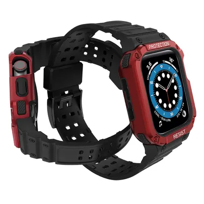 Obrázek produktu pro Sada HQWear Band + pouzdro pro Apple Watch 7/6/5/4/3/2 SE (41/40/38 mm) černá + červená