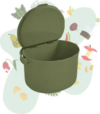Produktbild von Behälter für Küchenabfälle, formschöner Komposteimer, Biomüll-Eimer, olive