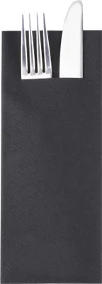 Produktbild von Sovie HORECA Besteckserviette "Pub" in Schwarz aus Linclass® Airlaid 40 x 33 cm, 1/8 Falz, 75 Stück