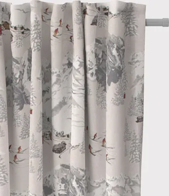 Produktbild von SCHÖNER LEBEN. Vorhang Skifahrer Winterlandschaft natur grau 245cm Aufhängung Smok-Schlaufenband