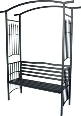 Produktbild von Rosenbogen aus Metall mit Sitzbank, 130 cm Breite, 50 cm Tiefe, 207 cm Höhe