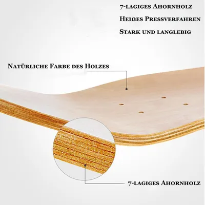 Imagen del producto de Tablas de skate lisas, de 7 capas de haya, de 79x20 cm, ideales para diseños creativos