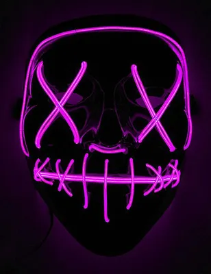 Obrázek produktu pro Svítící maska Halloween maska LED černo-fialová - jedna velikost