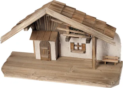 Produktbild von Krippenstall Ramsau 55x21x32 cm für 10-13 cm Figuren aus Holz