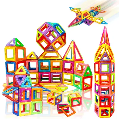 Productafbeelding van Magnetische Speelgoedset 74 Stuks - Magnetische Bouwspellen - 3D-Puzzel - Hersentraining - Cadeau voor Kinderen - Geschikt voor 6 Jaar en Oudere - Bouwset