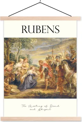 Produktbild von MuchoWow® Textilposter Die Begegnung von David und Abigail - Peter Paul Rubens 60x80 cm mit holzfarbenen Rahmen - Wandbild