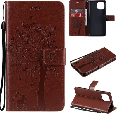 Produktbild von König Design Hülle kompatibel mit Xiaomi Mi 11 Lite Kunstleder Handyhülle - Handy Case Braun