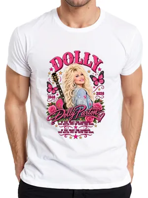 Obrázek produktu pro Dolly Parton. V památce. 1946-2026. Legenda country hudby. Odpočinutí. Pánské tričko, bílé, velikost XL