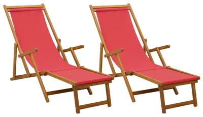 Immagine prodotto di vidaXL Lettino prendisole pieghevole, 2 pezzi, legno di eucalipto massello, 3 posizioni