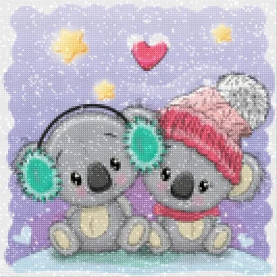 Produktbild von Diamantstickerei Nacht-Teddybären 35x35 cm