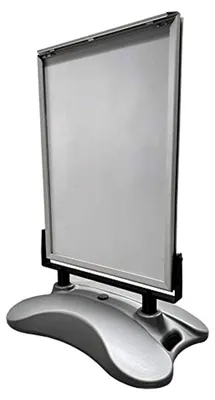 Produktbild von Plakatständer A1 - Mit Rollen, befüllbar, schwenkbar und stabil, wetterfester Werbeaufsteller in Silber für die professionelle Präsentation