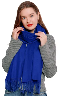 Image de Écharpe pour femme, unie, douce, 185 x 65 cm, bleue