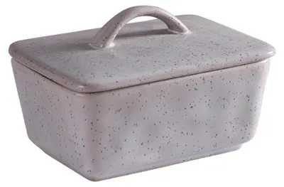 Produktbild von Vintage-Butterdose aus Keramik mit Deckel, rechteckig
