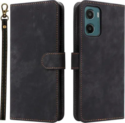 Produktbild von Motorola Moto G05 / E15 Hülle - Coverup Klapphülle mit Schlüsselband - Schwarz