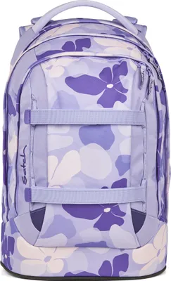 A floral patterned backpack.