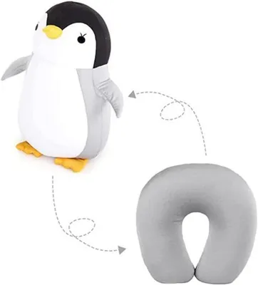 Produktbild von Reisekissen 2-in-1 U-Form - Nackenstütze - Niedlicher Pinguin - Leicht - Für Auto/Flugzeug - Material Stretch Elasthan