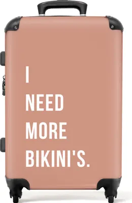 Produktbild von NoBoringSuitcases.com® Großer Koffer - Ich brauche mehr Bikinis - Pink - Zitat - Kombinationsschloss TSA - Hartschalen Trolley 4 Rollen - 72 liter - Reisekoffer - 66 cmKoffer Mittelgroß 67x43x25 cm, 72L,